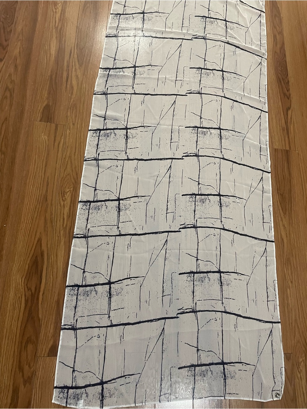 Neutral Tile-Print Scarf, White with Black Grid